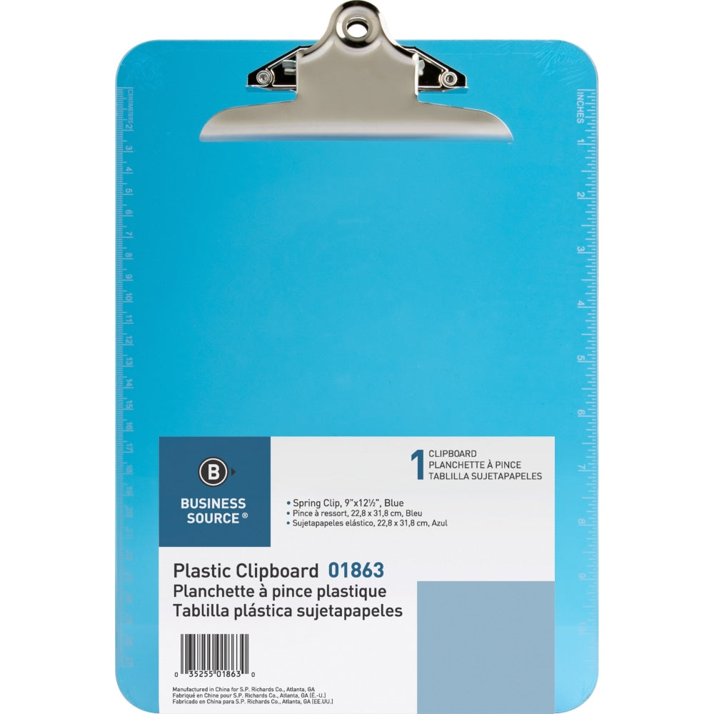 Sparco Plastic Clipboard, 8 1/2in x 12in, Blue