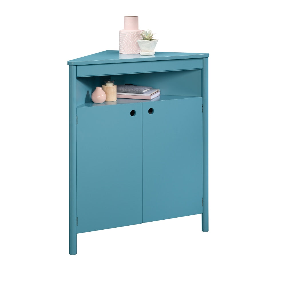 Sauder Anda Norr Corner Storage Cabinet, 38-1/8inH x 32-5/8inW x 17-3/4inD, Sea Blue