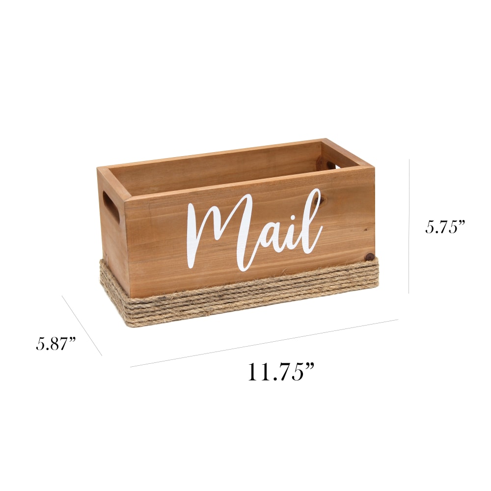 Elegant Designs Homewood Farmhouse Rustic Wood Decorative Mail Holder, 5-3/4inH x 11-3/4inW x 5-7/8inD, Natural