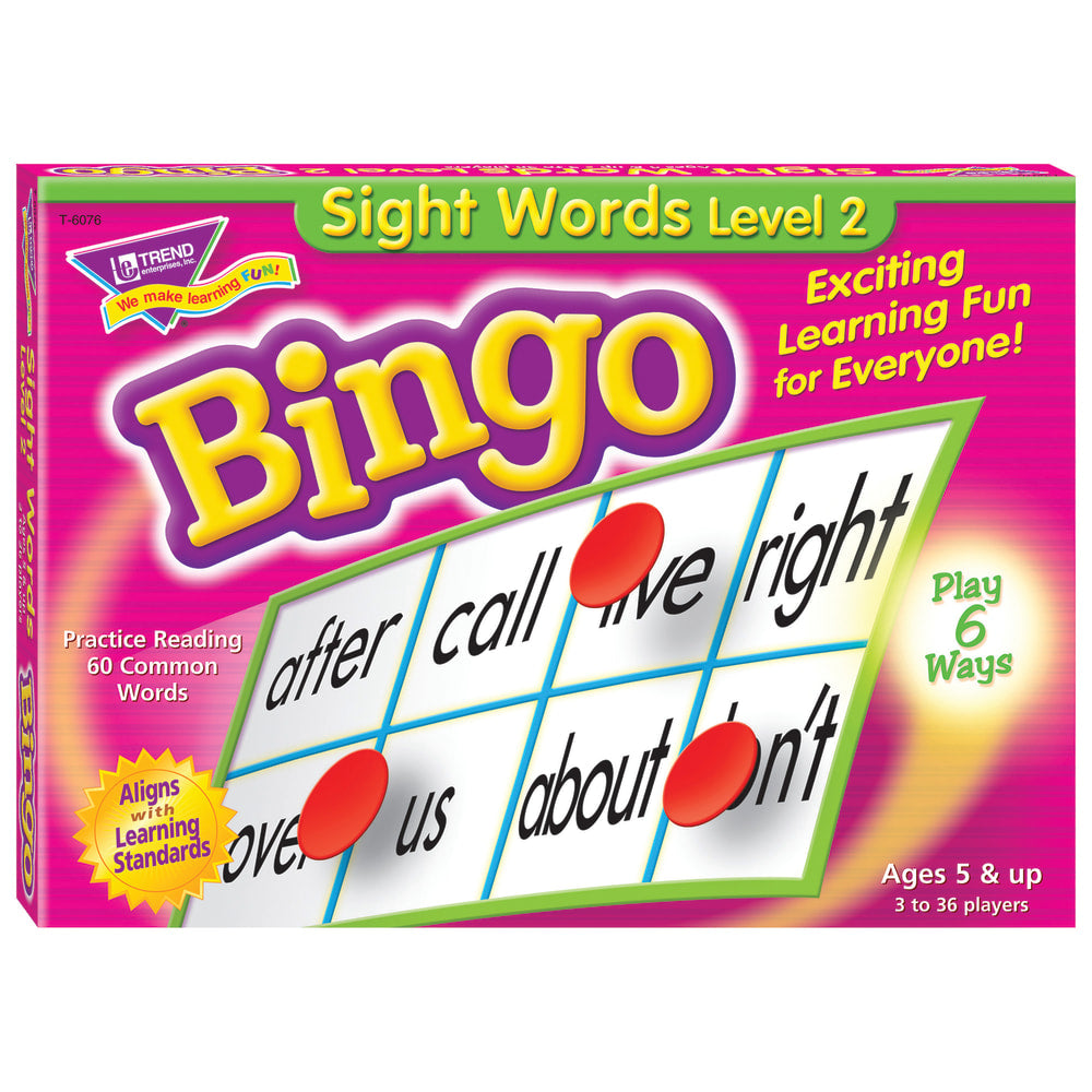 Trend Sight Words Level 2 Bingo Game, Grades K To 2