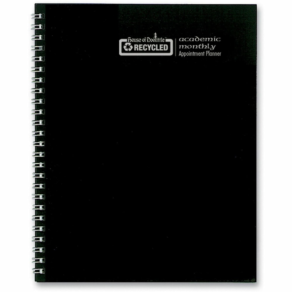 House of Doolittle Black Cover Academic Monthly Planner - Monthly - 14 Month - July 2024 - August 2025 - 1 Month Double Page Layout - 8 1/2in x 11in Sheet Size - 1.75in x 1.75in Block - 3-ring - Black Cover - 1 Each