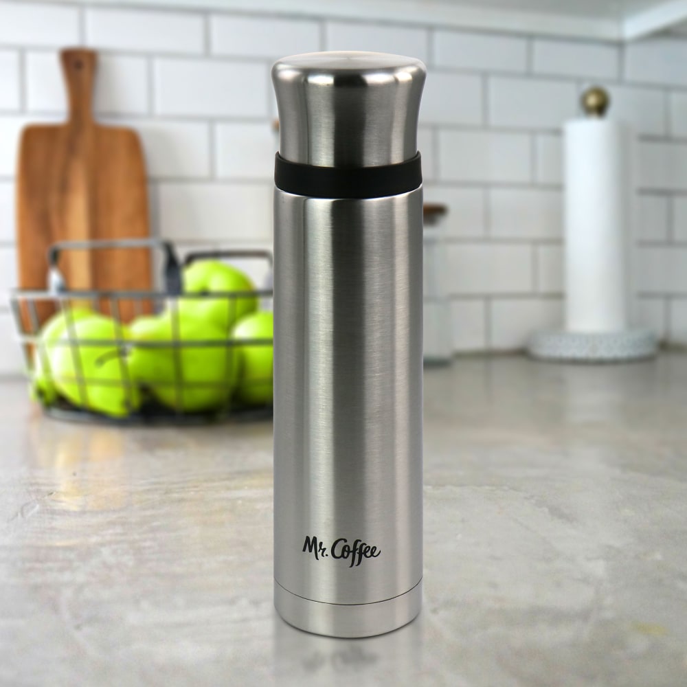 Mr. Coffee Stainless-Steel Thermal Travel Bottle, 23 Oz, Silver