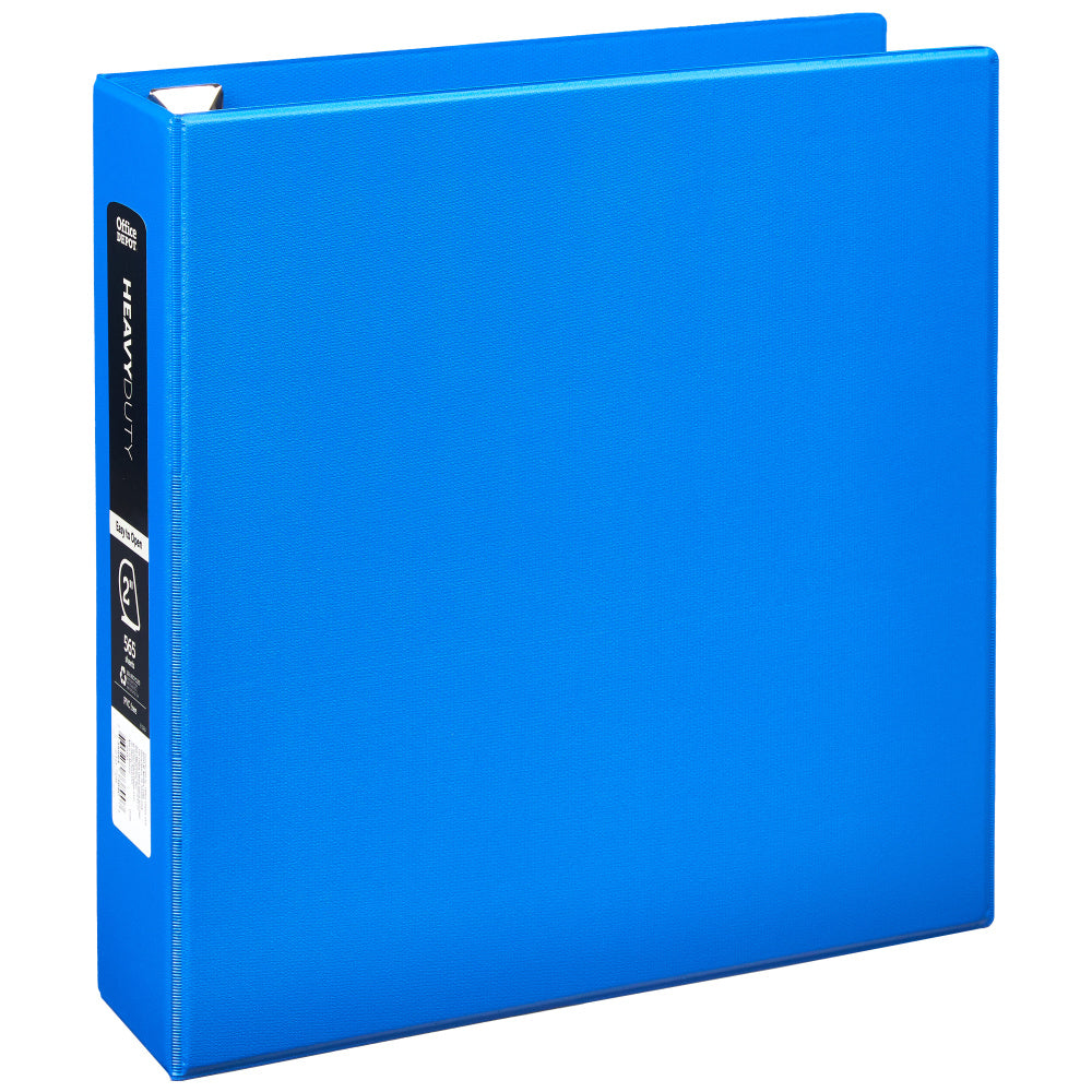 Office Depot Heavy-Duty 3-Ring Binder, 2in D-Rings, 49% Recycled, Blue