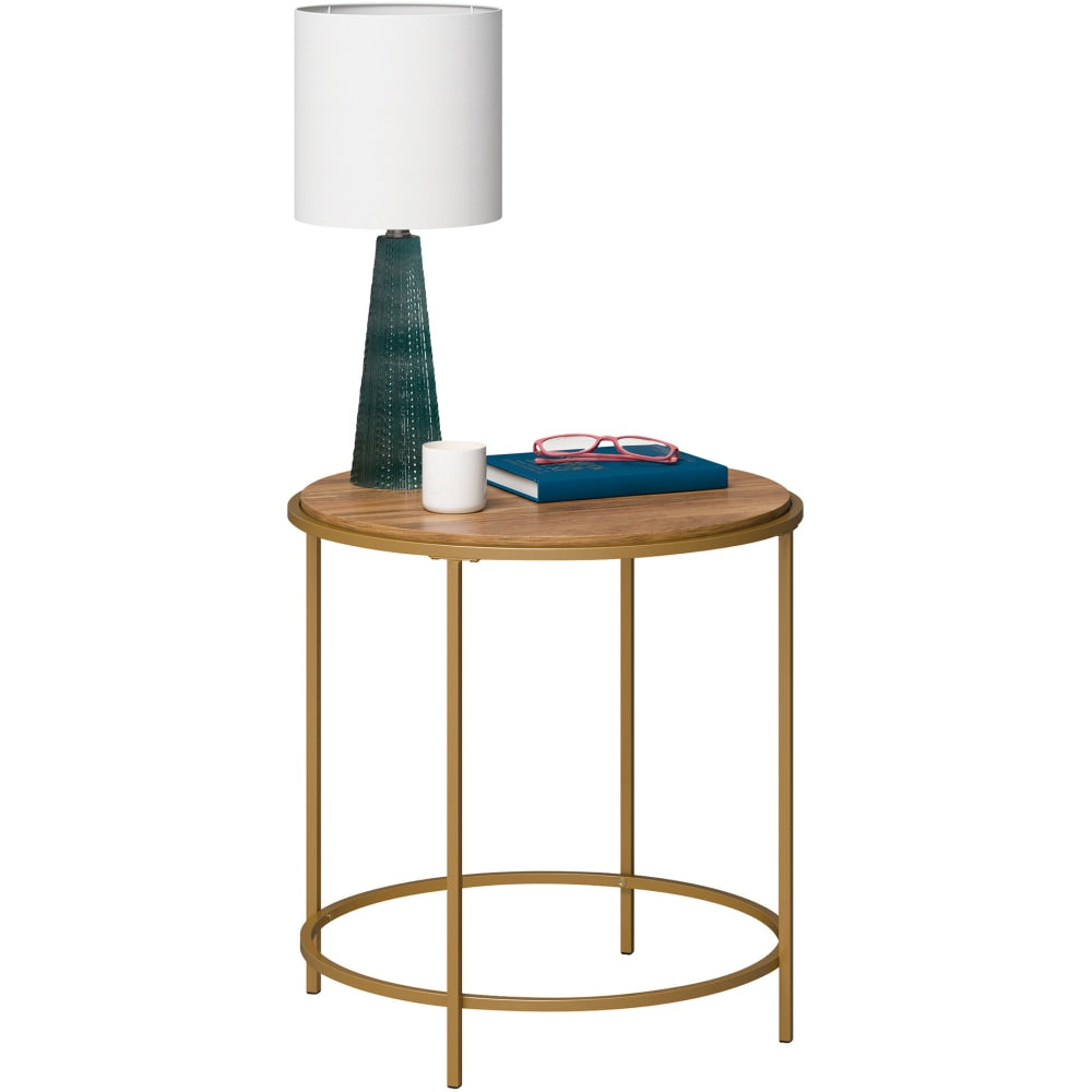 Sauder International Lux Round Side Table, 22-1/4inH x 22inW x 22inD, Sindoori Mango/Satin Gold