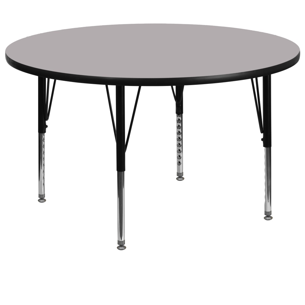 Flash Furniture 60in Round Thermal Laminate Activity Table With Short Height-Adjustable Legs, Gray