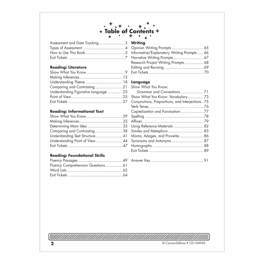 Carson-Dellosa Instant Assessments For Data Tracking Language Arts Resource Book, Grade 5