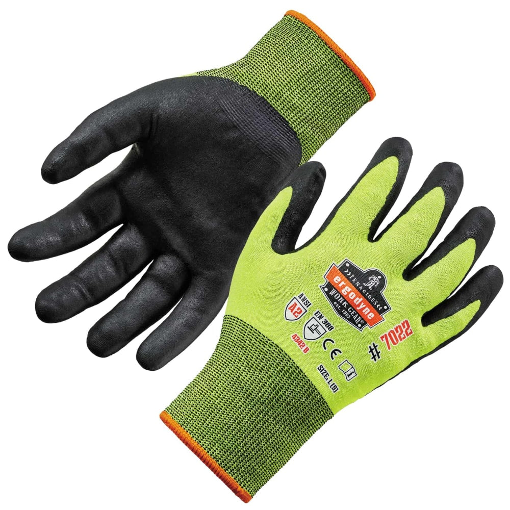 Ergodyne ProFlex 7022 Polyester Hi-Vis Nitrile-Coated Gloves, Small, Lime