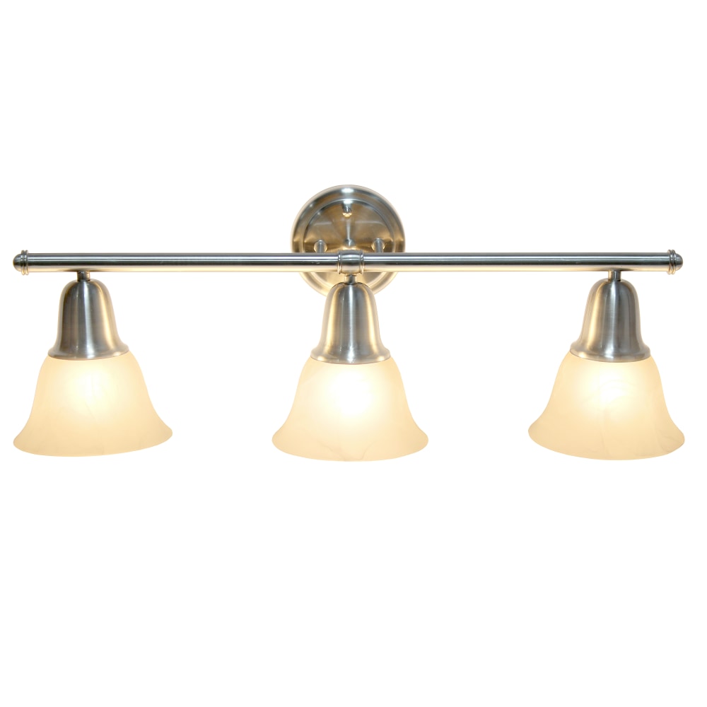 Lalia Home Essentix 3-Light Wall Mounted Vanity Light Fixture, 26-1/2inW, Alabaster White/Brushed Nickel