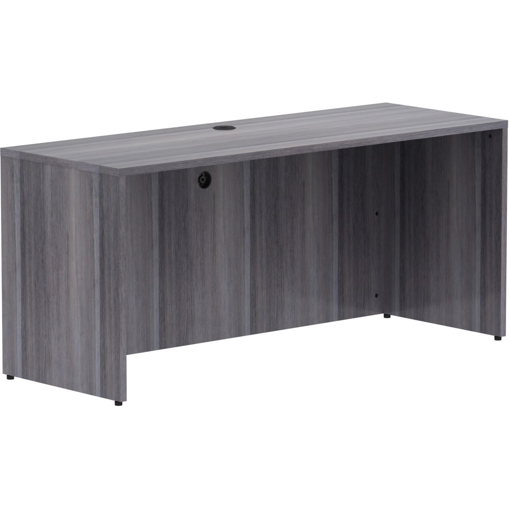 Lorell Essentials 66inW Computer Desk Credenza Shell, Weathered Charcoal/Silver Brush