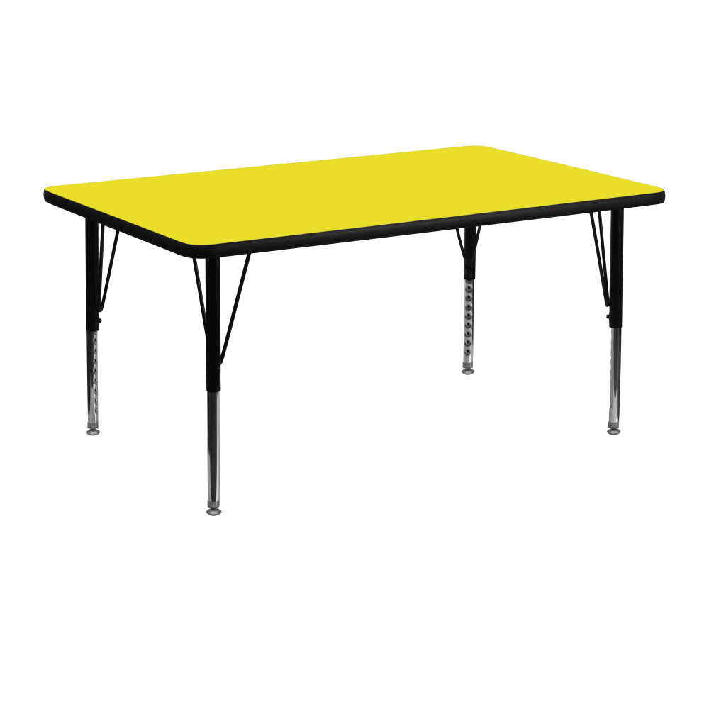 Flash Furniture 48inW Rectangular HP Laminate Activity Table With Short Height-Adjustable Legs, Yellow