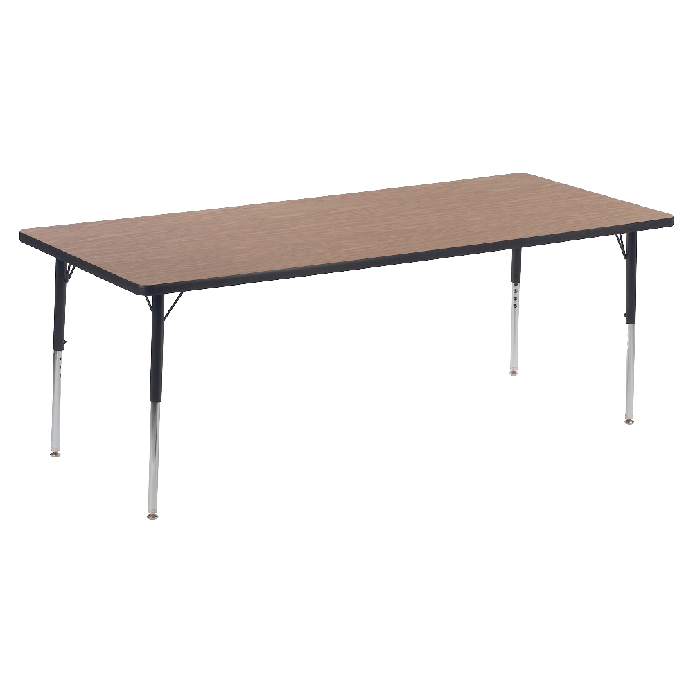 Lorell Classroom Rectangular Activity Table Top, 72inW x 30inD, Medium Oak/Black