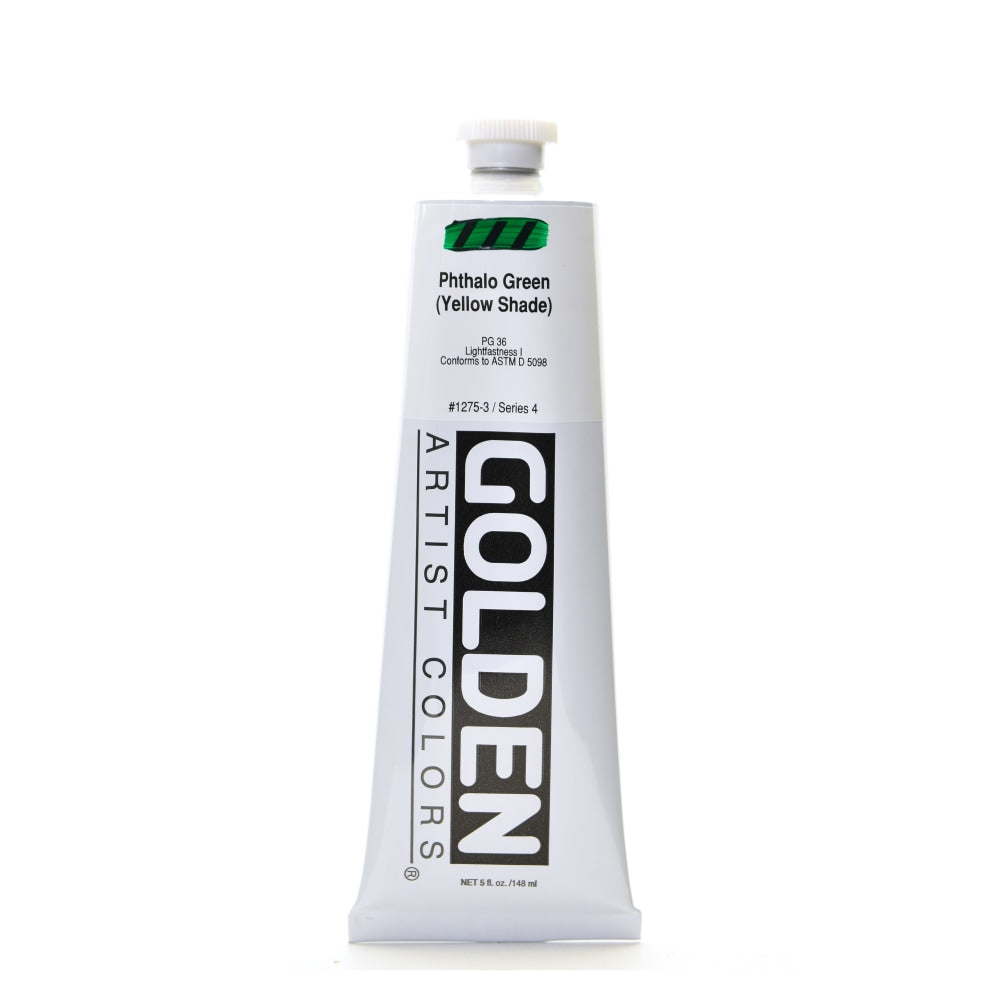 Golden Heavy Body Acrylic Paint, 5 Oz, Phthalo Green/Yellow Shade