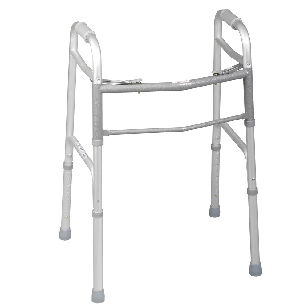 Medline Guardian Adjustable Aluminum Folding 2-Button Walkers, Junior, Gray, Case Of 4