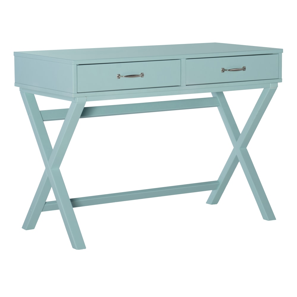 Linon Frances 42inW Home Office Computer Desk With Drawers, Turquoise