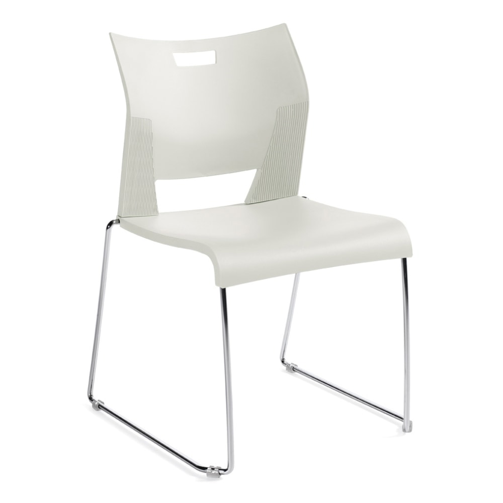 Global Duet Stacking Chair, 33 1/4inH x 20 1/2inW x 23inD, Ivory Cloud/Chrome