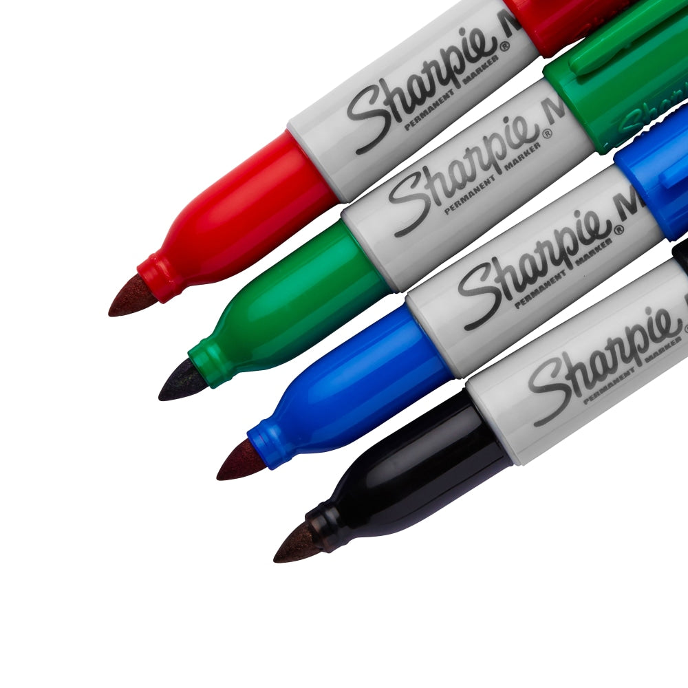 Sharpie Mini Fine-Point Permanent Markers, Assorted Business Colors, Pack Of 4 Markers