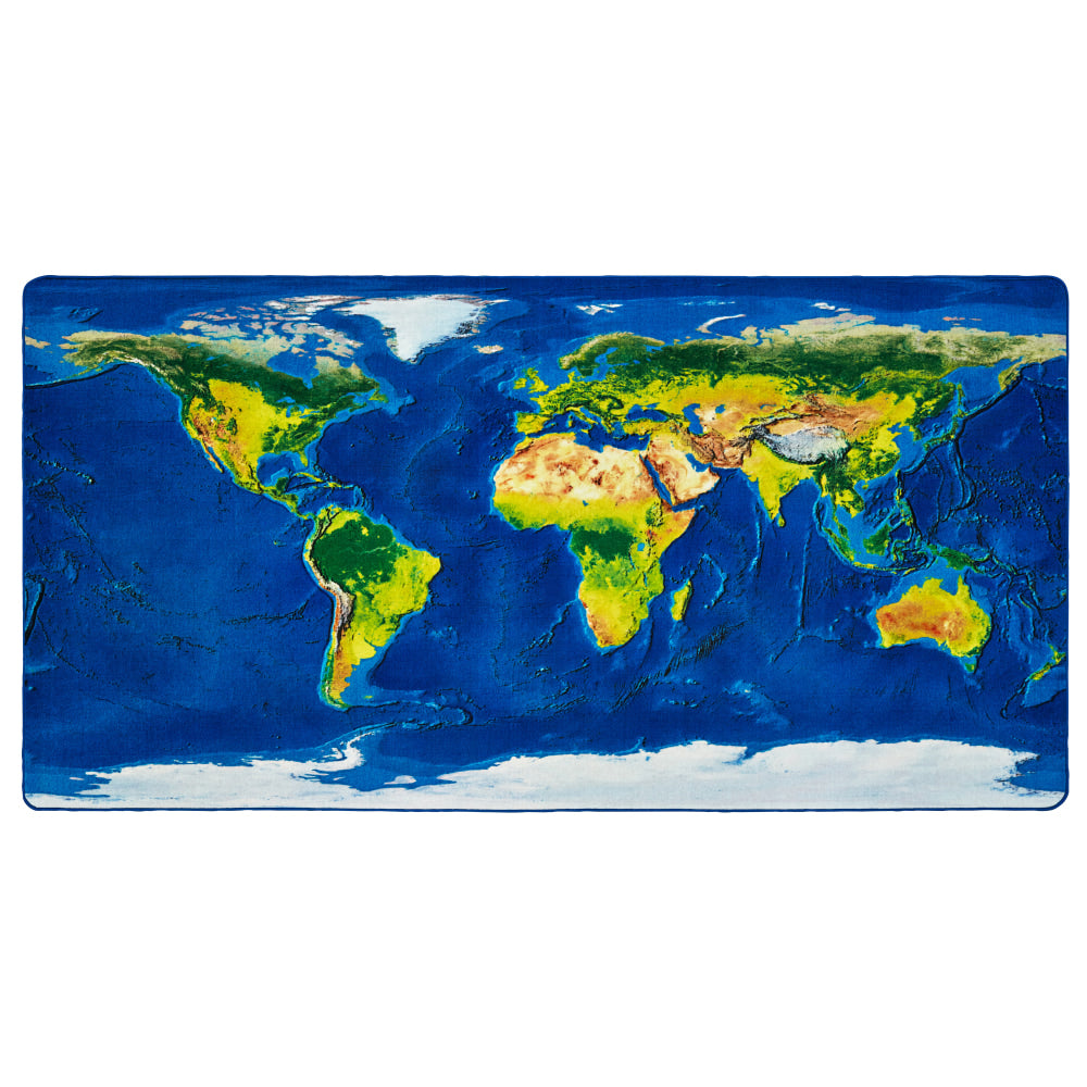 Carpets for Kids Pixel Perfect Collection Learn Our Earth Map Activity Rug, 6ft x 9ft, Multicolor