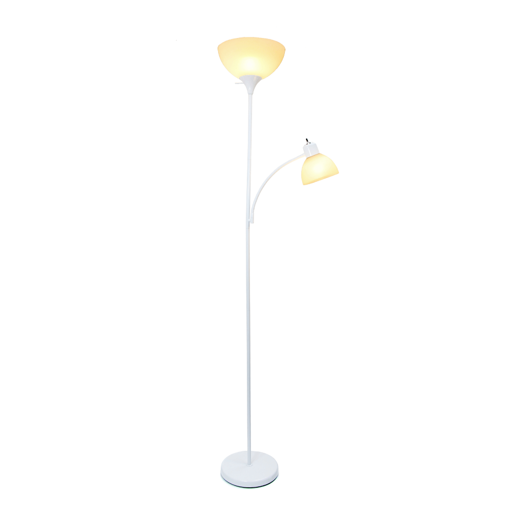 Creekwood Home Essentix 2-Light Mother Daughter Metal Floor Lamp, 71-1/2inH, White Shades/White Base