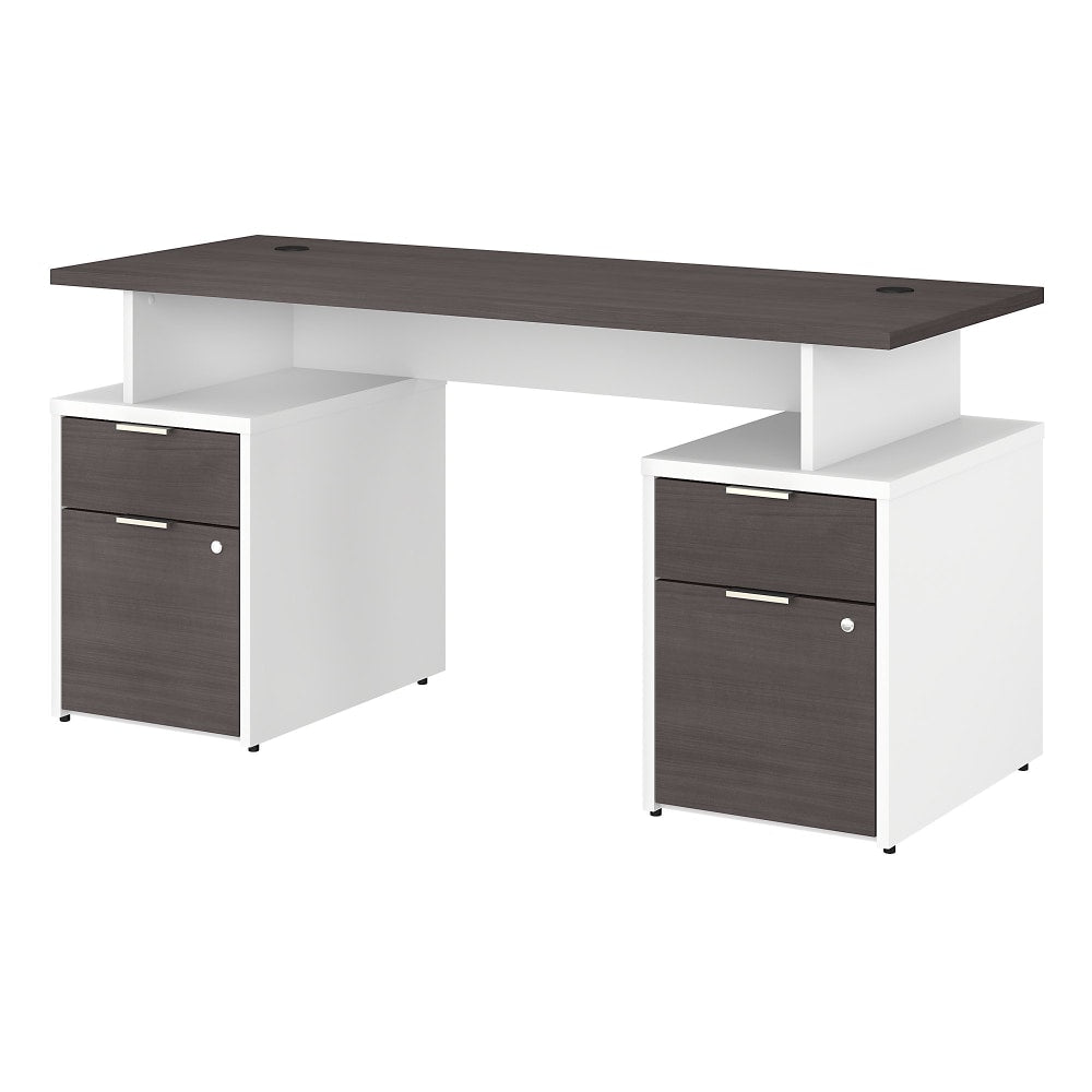 Bush Business Furniture Jamestown 60inW Computer Desk With 4 Drawers, Storm Gray/White, Standard Delivery