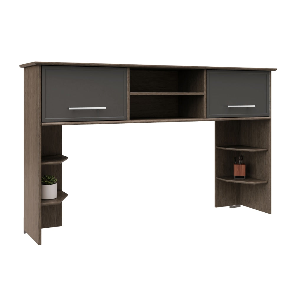 Realspace Koru 60inW Hutch For Koru L-Shaped Or Straight Computer Desks, Two-Tone Slate/Gray Oak