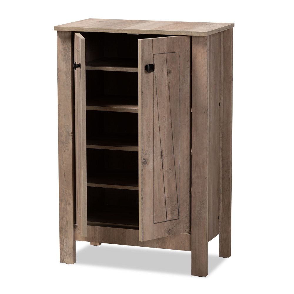 Baxton Studio Modern And Contemporary Transitional 37inH 2-Door Shoe Storage Cabinet, Natural Oak