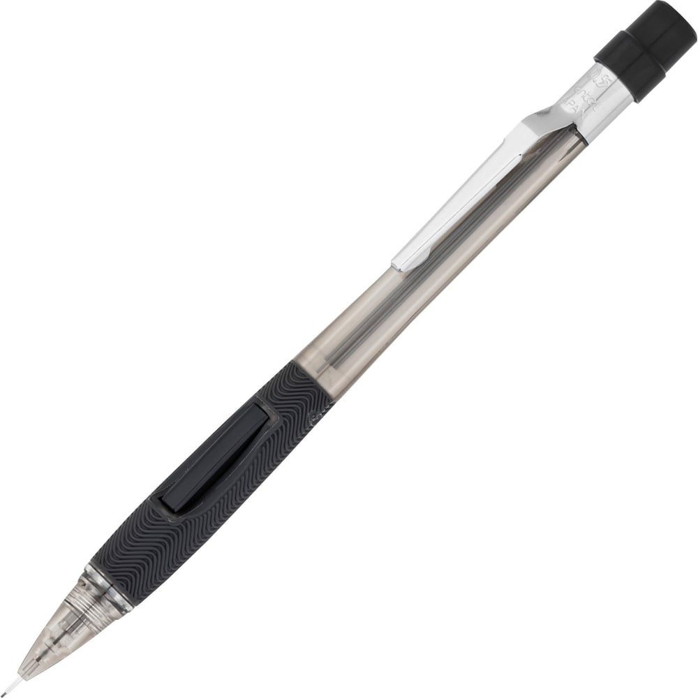 Pentel Quicker-Clicker Mechanical Pencil, 0.5mm, #2 Lead, Transparent Black Barrel