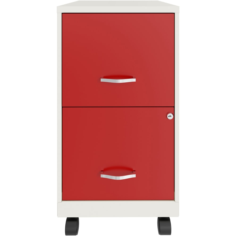 Realspace SOHO Smart 18inD Vertical 2-Drawer Mobile File Cabinet, White/Red