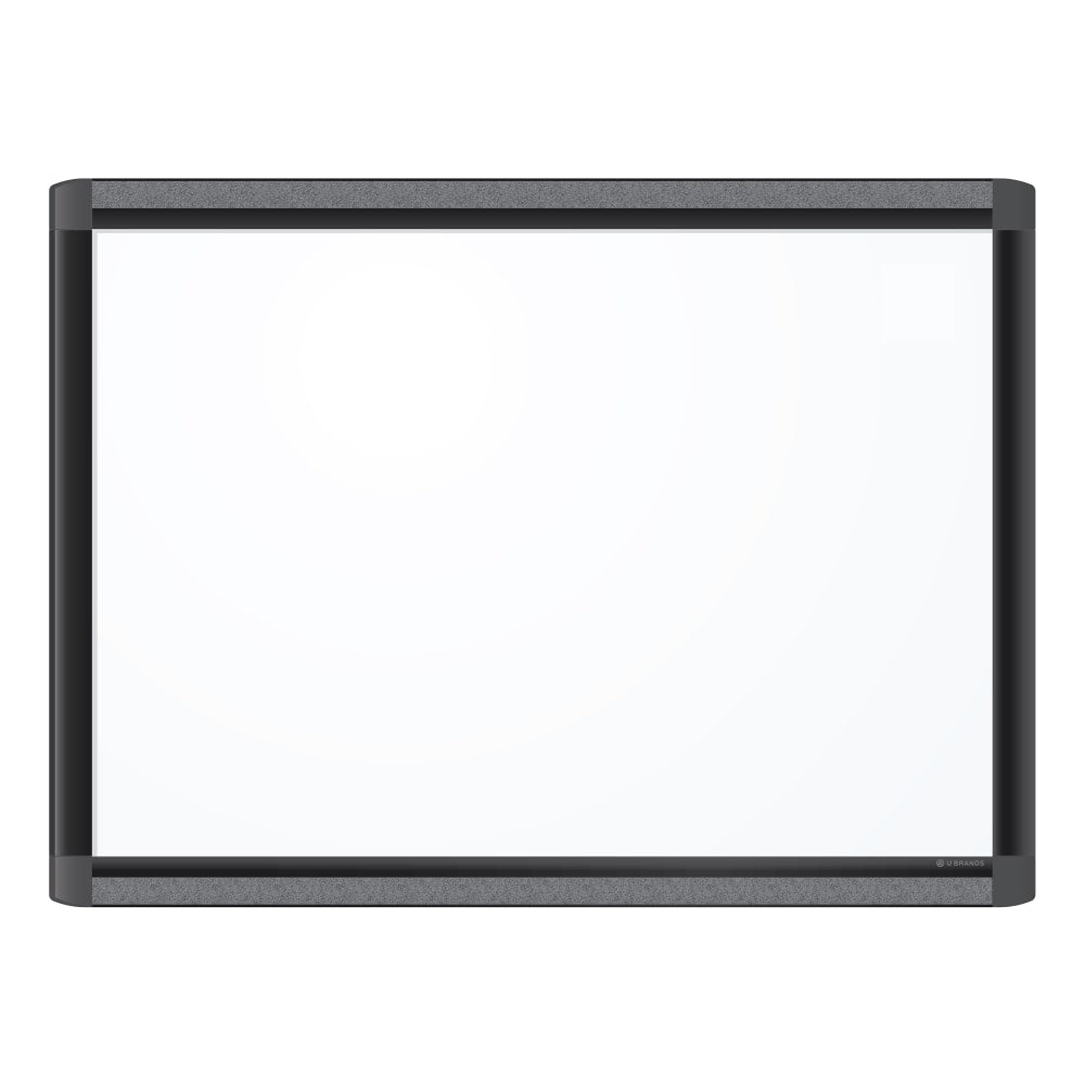 U Brands PINIT Magnetic Dry-Erase Board, Steel, 23inx 17in, White Board, Black Aluminum Frame