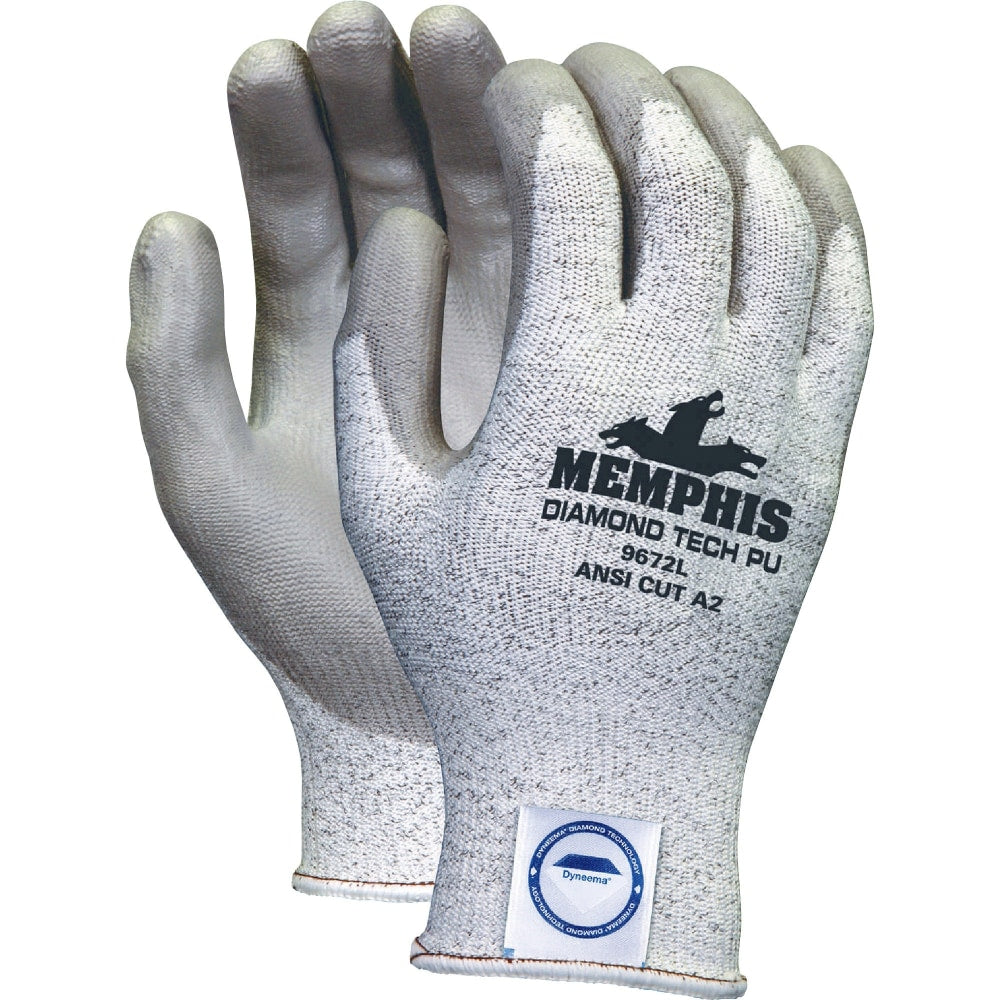 Memphis Glove Dyneema Polyurethane Gloves, Large, White/Gray