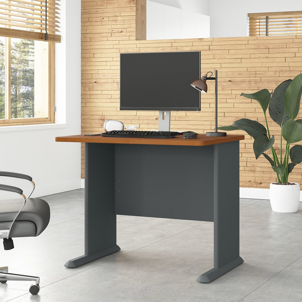 Bush Business Furniture Office Advantage 36inW Computer Desk, Natural Cherry/Slate, Standard Delivery