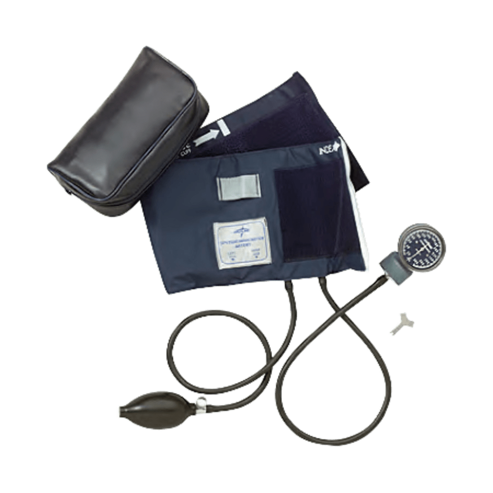 Medline Handheld Aneroid Sphygmomanometer, Adult Large, Blue