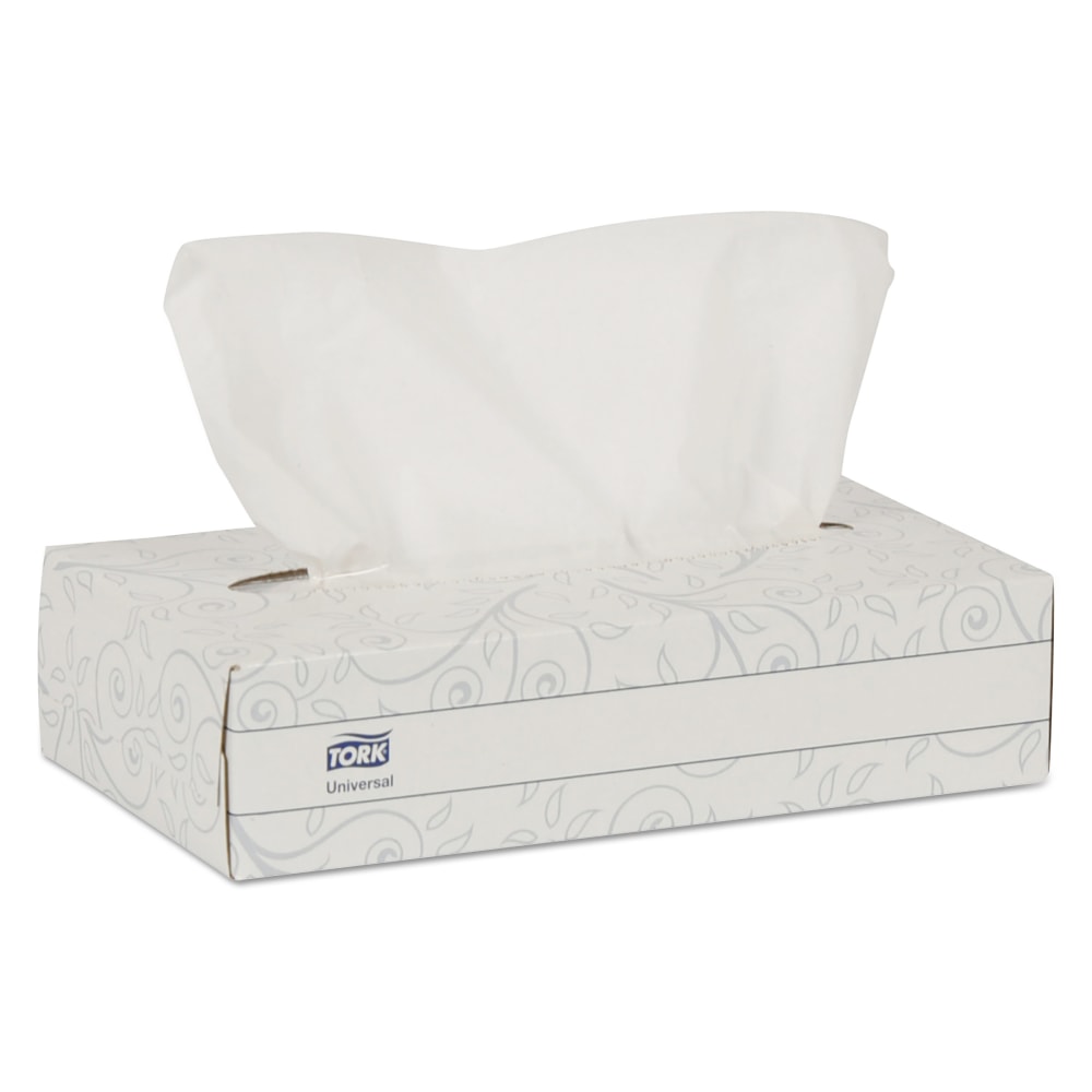 Tork 2-Ply Facial Tissues, White, 100 Sheets Per Box, Carton Of 30 Boxes