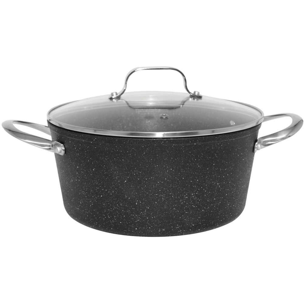 The Rock 6 Qt Stockpot w\Glass Lid - Cooking - Dishwasher Safe - Oven Safe - Sauce Pot1.50 gal - Stainless Steel Handle - Glass Lid - 2 Case