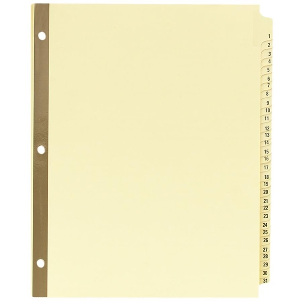 Avery Preprinted Laminated Tab Dividers, Gold Reinforced Binding Edge, 8 1/2in x 11in, Buff, 1-31 Tabs, 1 Set