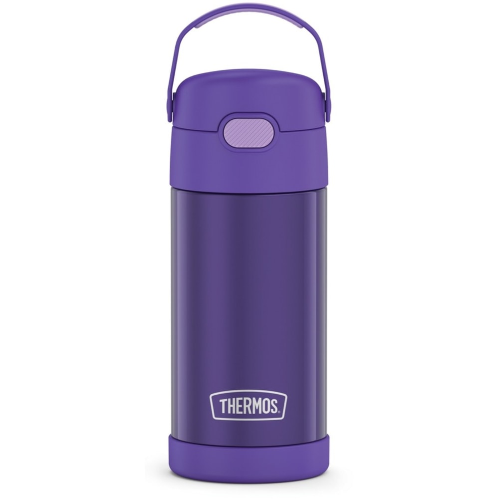 Thermos FUNtainer Water Bottle 12Oz - 12 fl oz - Purple - Stainless Steel, Silicone