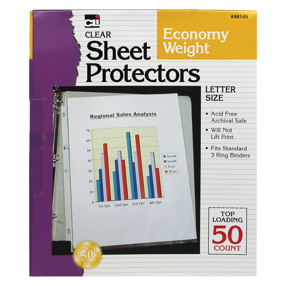 Charles Leonard Top-Loading Sheet Protectors, 8 1/2in x 11in, Clear, Pack Of 250