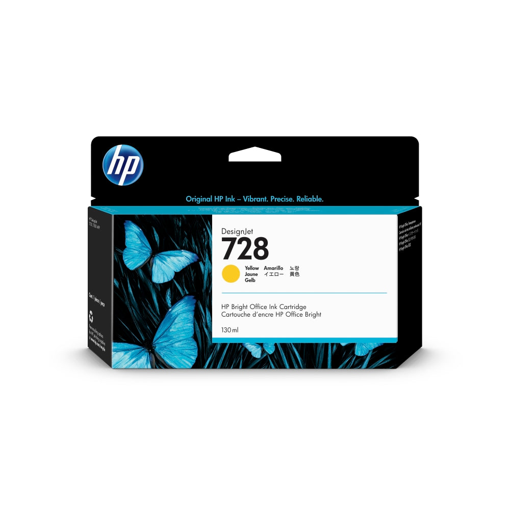 HP 728 DesignJet Yellow Ink Cartridge, F9J65A