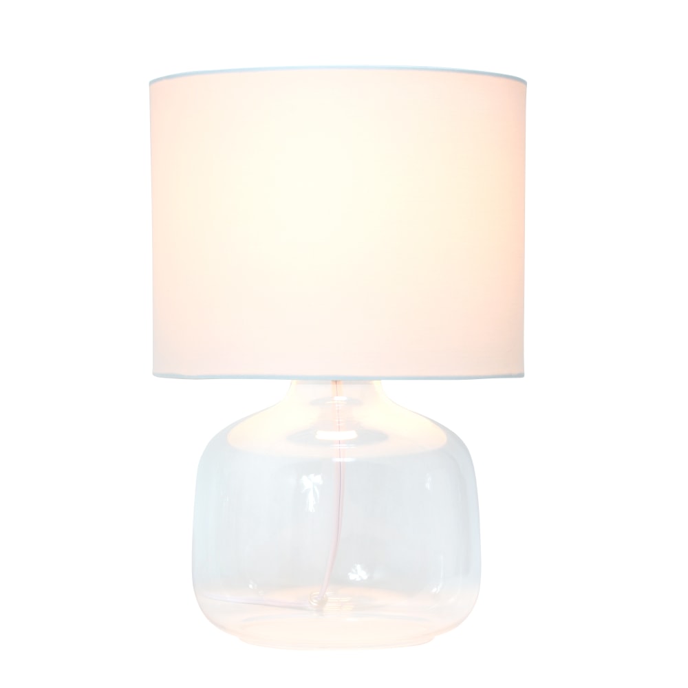 Simple Designs Glass Table Lamp, 13-3/4inH, Gray Shade/Clear Base