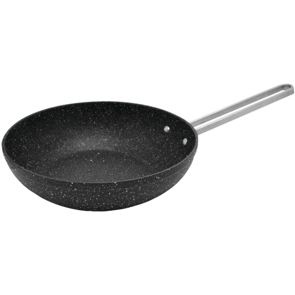 Starfrit The Rock 7.25in Personal Wok Pan with Stainless Steel Wire Handle - Cooking, Frying, Broiling - Dishwasher Safe - Oven Safe - Black - Cast Stainless Steel Handle