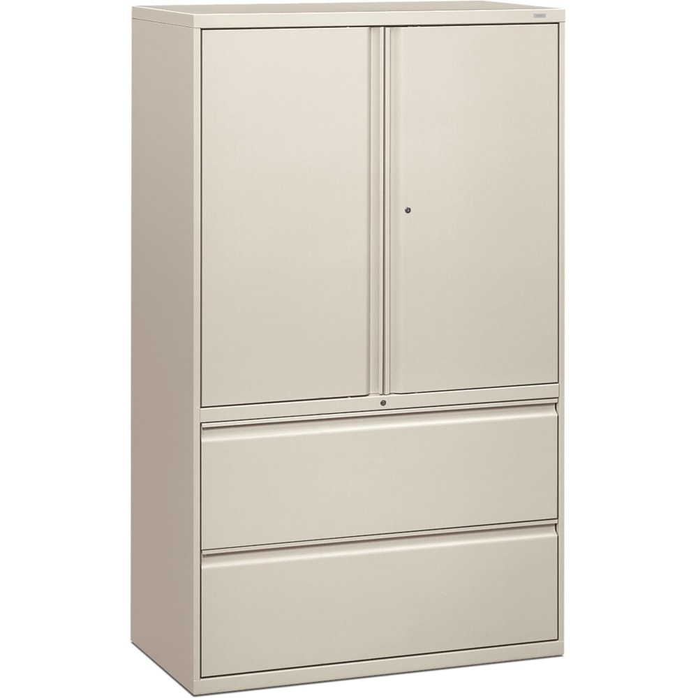 HON 800 Series Storage Cabinet With Lateral File, 42in Wide, Light Gray