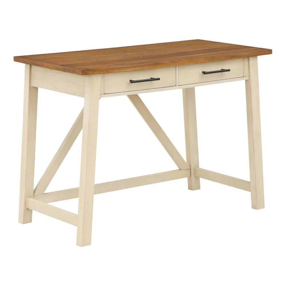 Office Star Milford 42inW Rustic Writing Desk, Antique White