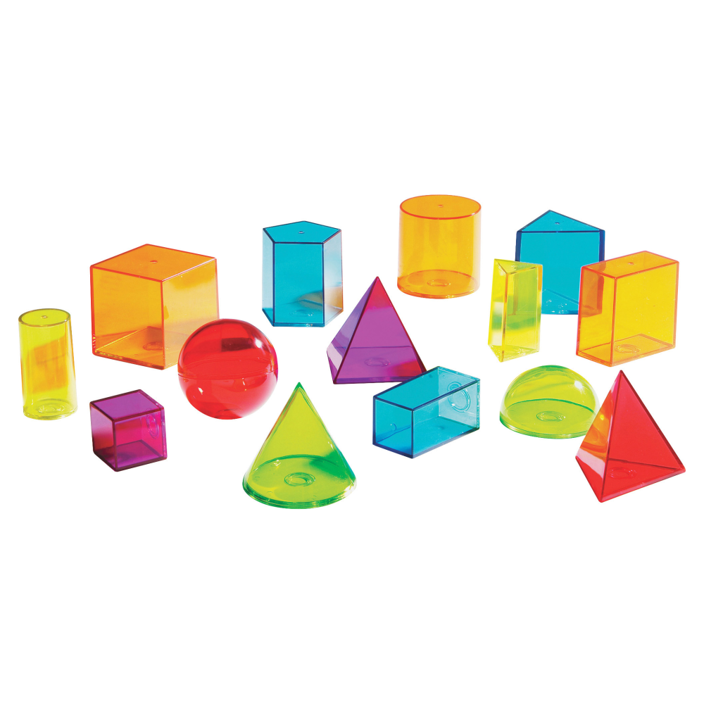 Learning Resources View-Thru Geometric Solids Set, Assorted Colors, Grades 3 - College