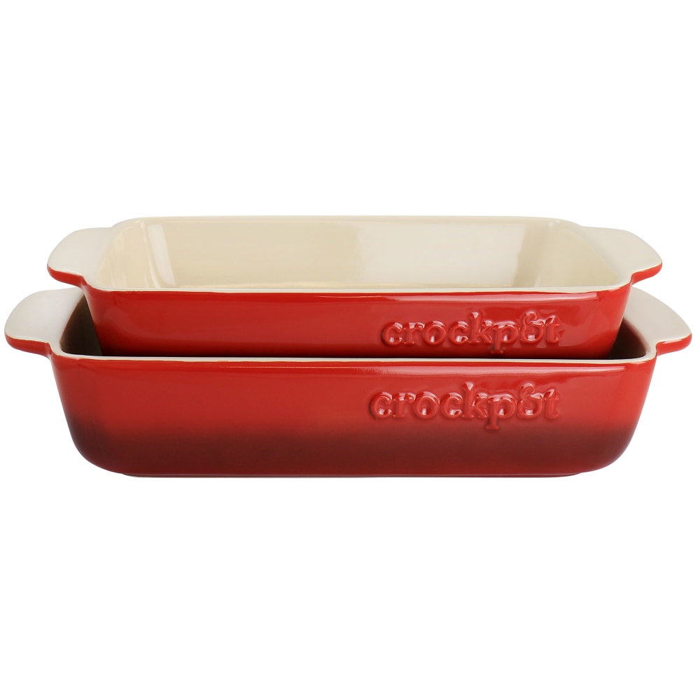 Crock-Pot Artisan 2-Piece Stoneware Bake Pans, Gradient Red