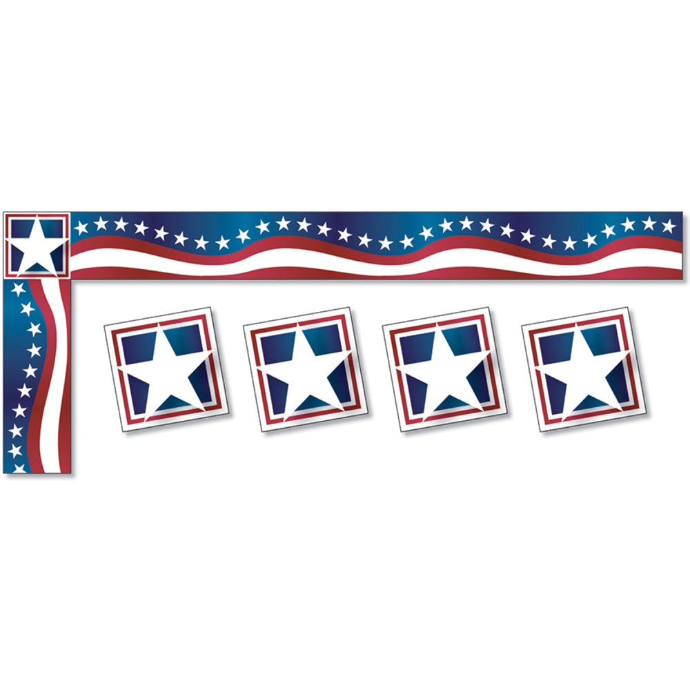 North Star Teacher Resources All Around The Board Trimmers, Stars & Stripes, 43' Per Pack, Set Of 6 Packs