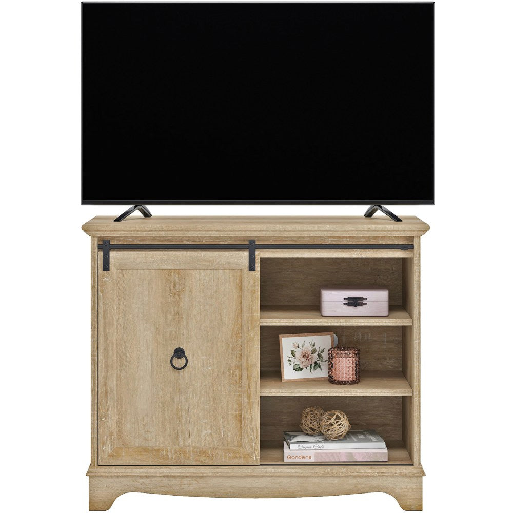 Sauder Adaline Cafe TV Stand With Sliding Door, Orchard Oak