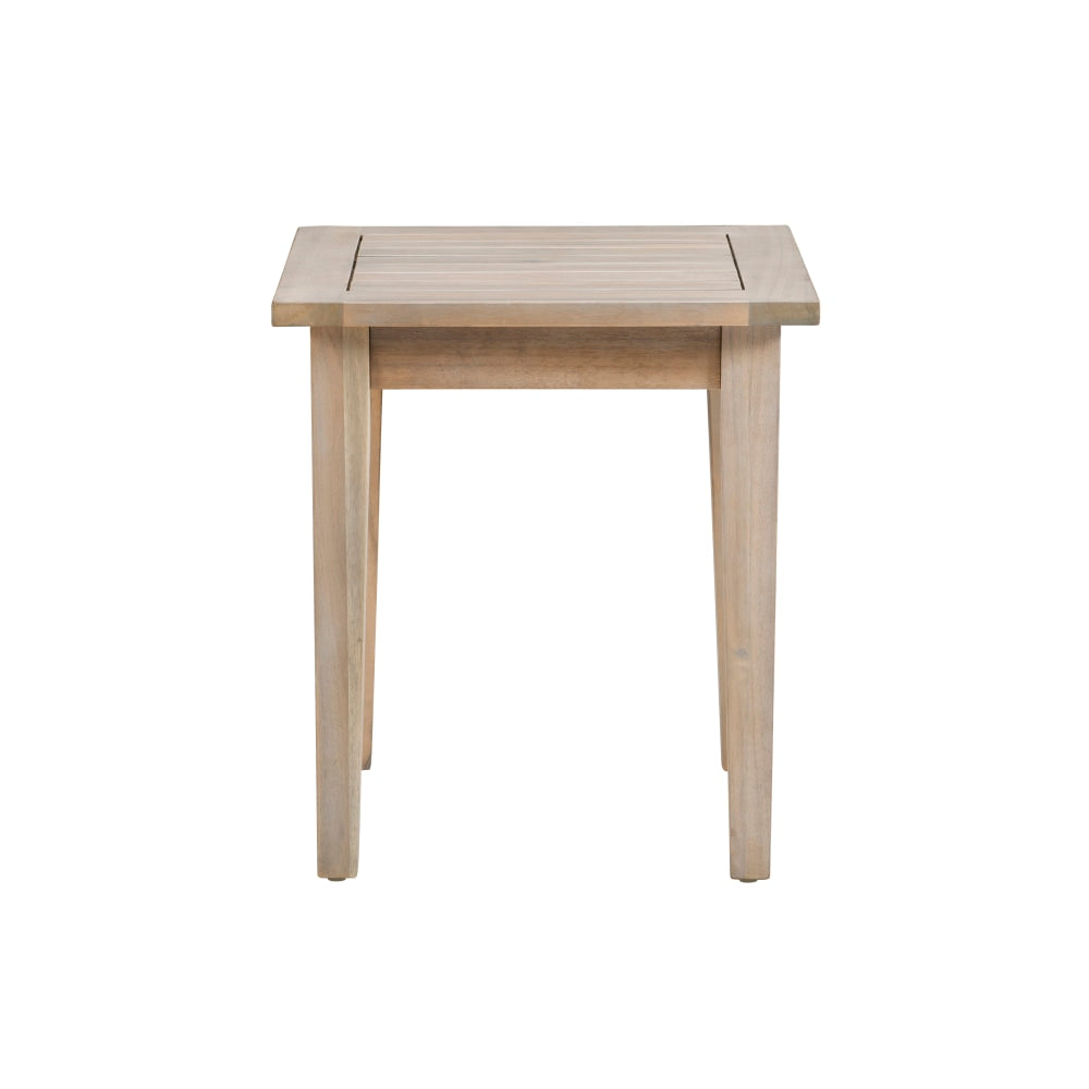 Linon Lascher Outdoor Wood Side Table, 20-1/4inH x 18inW x 18inD, Natural