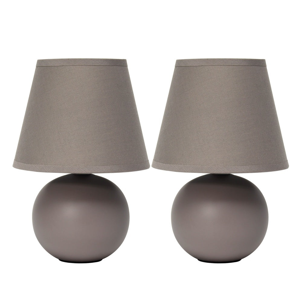 Simple Designs Mini Globe Ceramic Table Lamps, 8-11/16inH, Gray, Pack Of 2