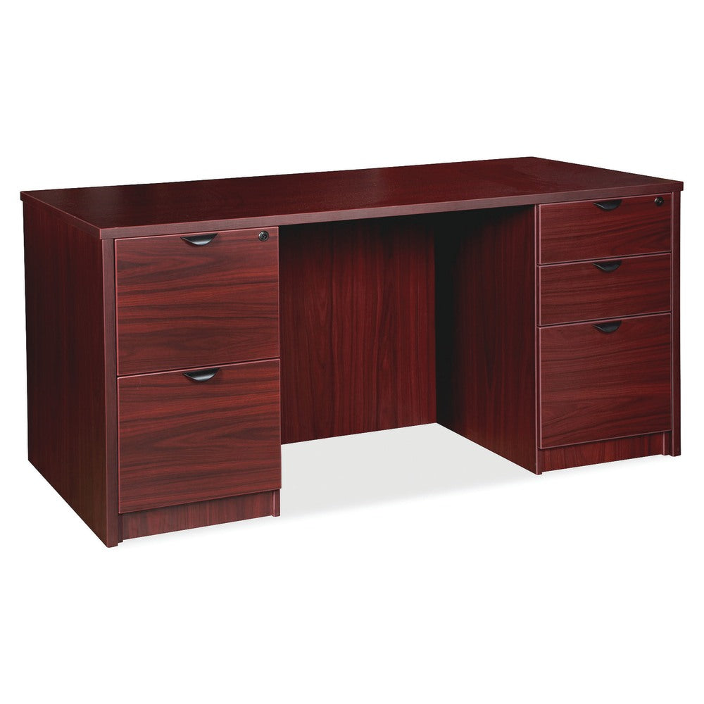 Lorell Prominence 2.0 60inW Double-Pedestal Computer Desk, Mahogany