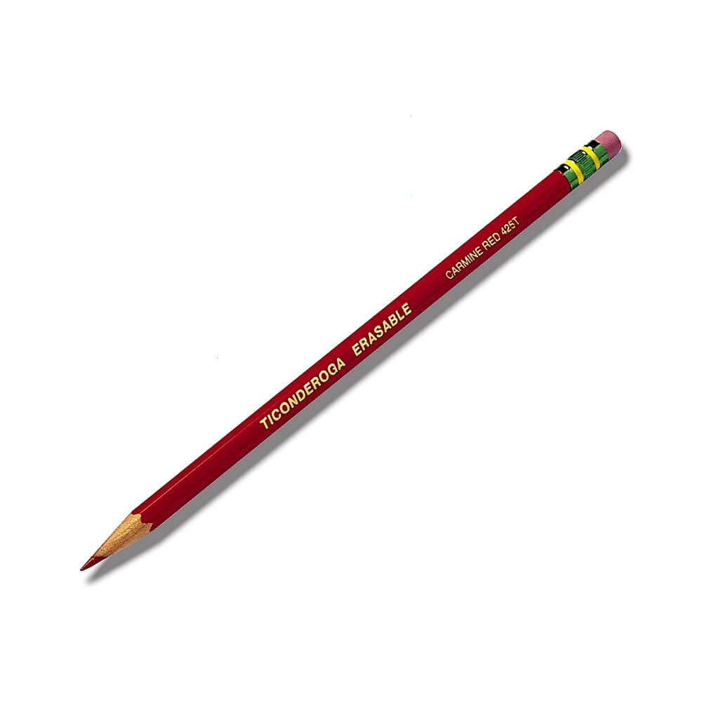 Ticonderoga Erasable Checking Pencils, 2.6 mm, Red, Pack Of 4 Pencils