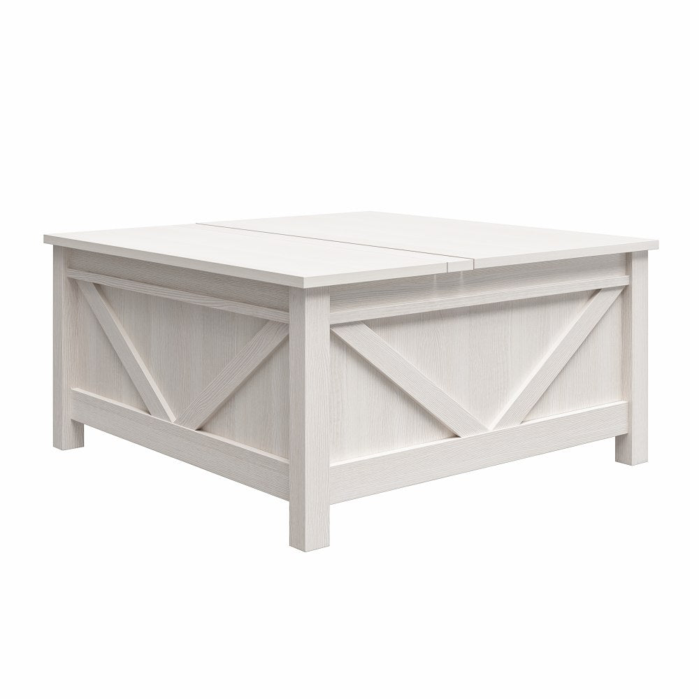 Ameriwood Home Farmington Lift-Top Coffee Table, 17-1/16inH x 35-15/16inW x 35-15/16inD, Ivory